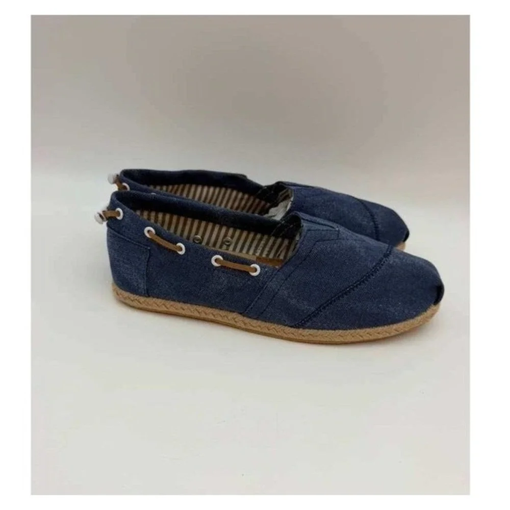 Slip-On‎ Canvas Espadrille Shoes Lightweight Flat Women - Blue - Size 37 US 6.5